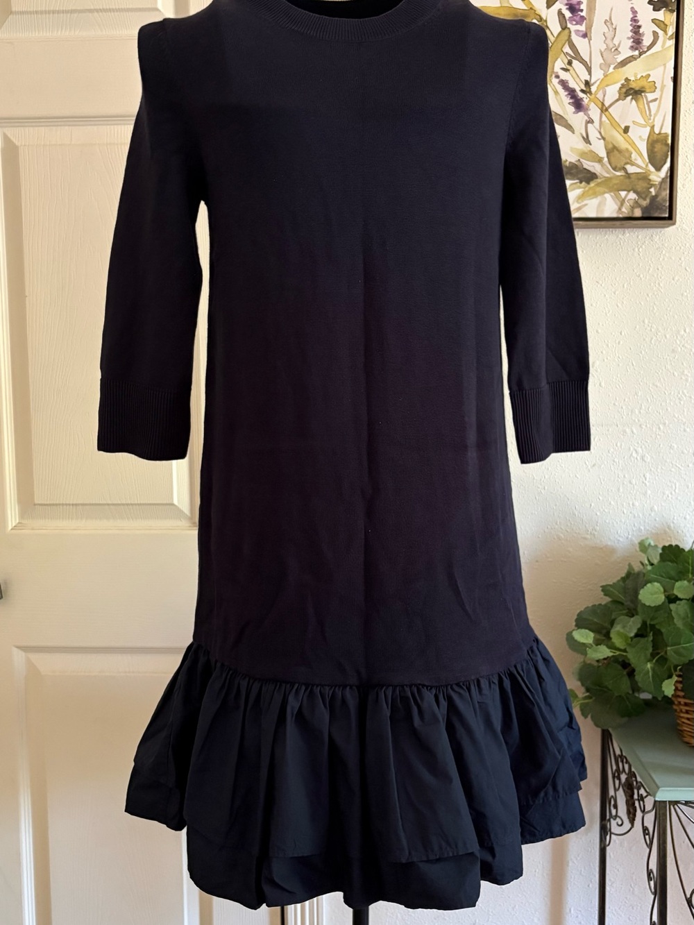 COS Navy Ruffle Hem Knit Dress